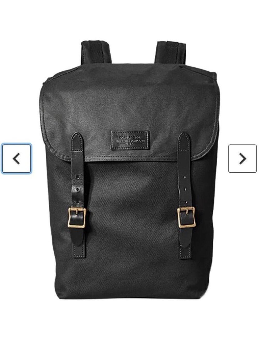 Filson Ranger Backpack Black Rugged Twill Leather Trim